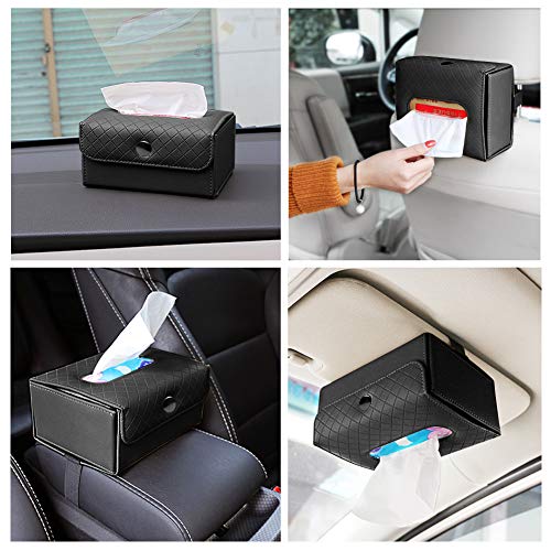 Trendypie Stylish PU Leather Foldable Rectangular Facial Tissue Box Cover Decorative Tissue Holder Napkin Holder Pumping Paper Case for Bathroom Bedroom Office Car Automotive - Thumbnail 4