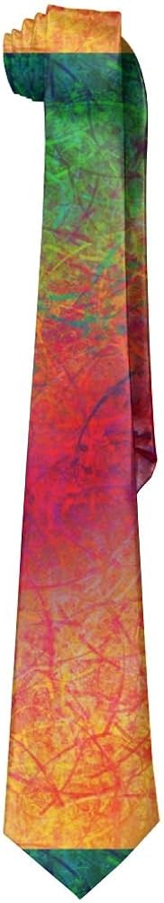 Men's Flowers Rainbow Bar Dash Line Novelty Necktie Business Skinny Tie For Wedding Prom Party