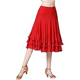 CISMARK Elegant Ballroom Dance Latin Flamenco Dance Skirt for Women