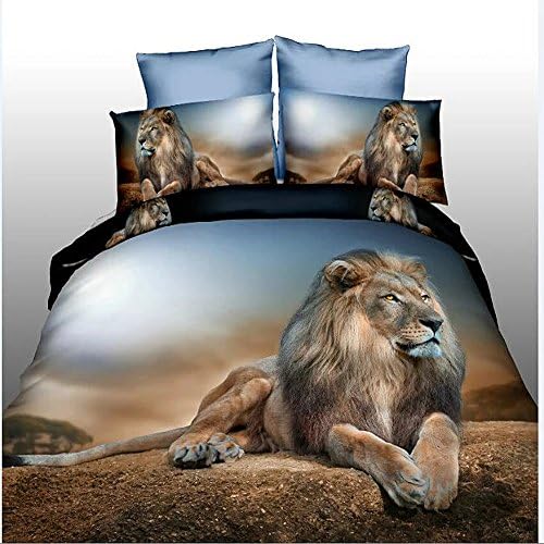 3D Desert Lion Bedding Set Comforter Sets Animal Oil Printed 4Pcs Duvet Cover Set Queen Size