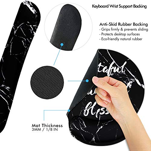Grateful Thankful Blessed Ergonomic Design Mouse Pad with Wrist Rest Hand Support and Keyboard Support. Round Large Mousing Area. Mouse Pad and Keyboard Pad for Laptop, PC Computer & Mac.