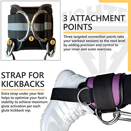 FIGHTECH Ankle Straps Cable Machine Attachment for Gym - Cable Kickback Ankle Straps - Padded Ankle Cuffs for Glute Kickbacks and Leg Workouts - Thumbnail 2