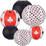 6 Pieces Casino Party Decoration Casino Paper Lanterns Poker Party Lanterns Casino Themed Party Centerpiece Decoration for Bi
