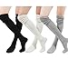 WOWFOOT Ladies' Knit Over The Knee High Socks Women Girl Slouch Stockings Boots
