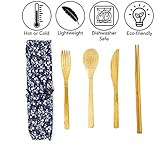 Kitchen Ecologix Bamboo Utensils | Lightweight Reusable Utensils With Case | Eco Friendly Camping Cutlery Set In Pouch | Perfect Zero Waste Lunch Utensil Set For The Office, School & Travel
