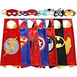 Lazu Superhero Dress Up Costumes 7 Satin Capes with Felt Masks