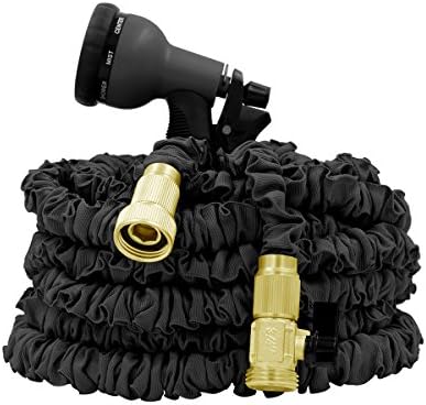 Expandable Garden Hose 150FT/100FT Triple Layer Inner Tubing Water Hose with Free 8-Way Spray Nozzle Upgraded Brass Connectors Ultra Lightweight (150FT, BLACK) Gift Idea by Mona Vista
