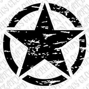 Amazon Com Clown Lizard 22 Freedom Star Distressed Military Decal Fits Jeep Rubicon Wrangler Jk Liberty Willy S With Free Bumper Sticker Matte Black Automotive