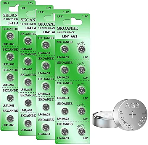 SKOANBE 40PCS AG3 LR41 392 384 192 1.5V Button Coin