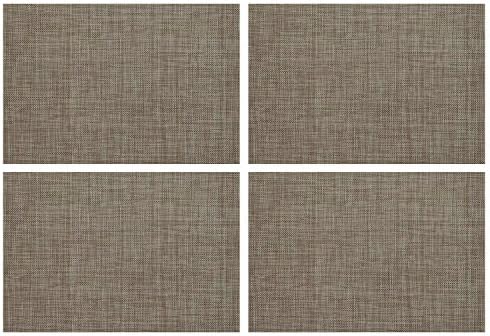 Set of 4 Placemats,Placemats for Table Woven Vinyl Kitchen Placemats,Dining Table Mat Anti-Slip,Heat insulation,Table Mats set of 4 (Gold+Grey)