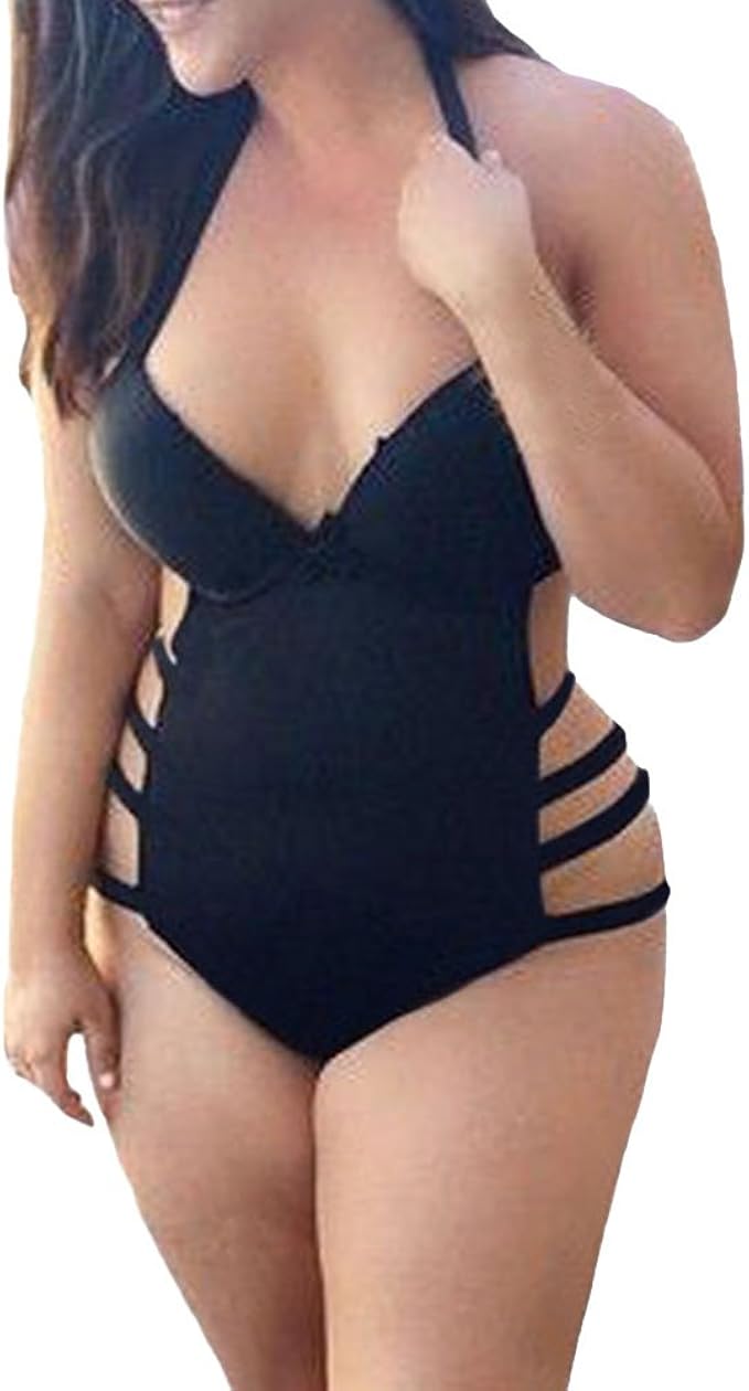 Women's Plus Size Cut Out Strappy Monokini One Piece Swimsuit,Black,XXXLarge(US 2022) Amazon