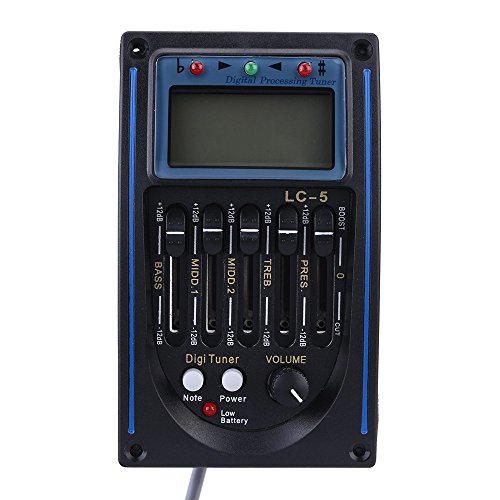 Andoer EQLC-5 5-Band EQ Equalizer System Acoustic Guitar Preamp Piezo Pickup LCD Screen Tuner