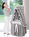 Badger Basket Majesty Canopy Bassinet - Rocking Baby Cradle with Mattress, Bedding Set, Storage Shelf, Caster Wheels, and Draped Canopy - Oval Nursery Sleeper - Gray/White