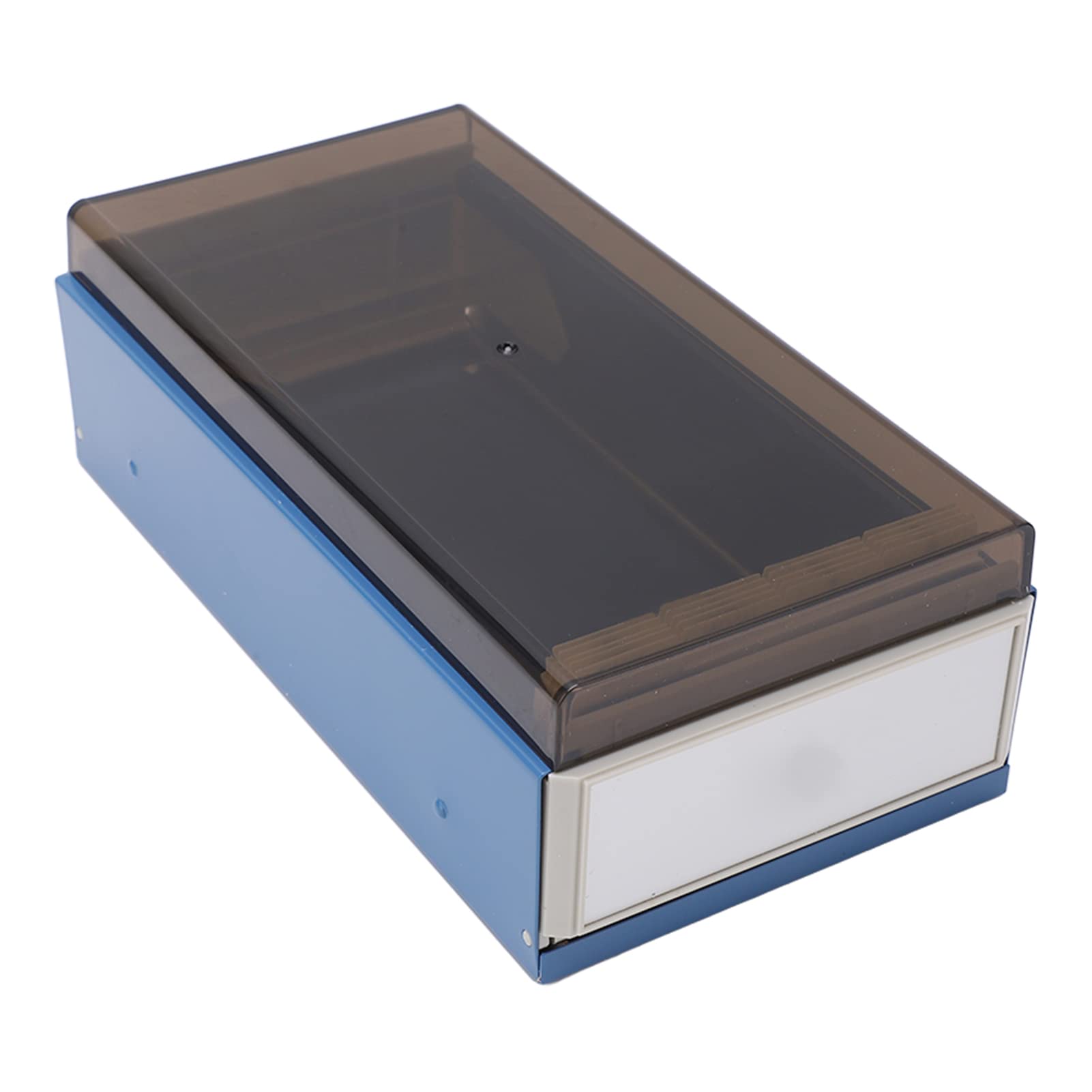 Index Card Box,Card File Holder Organizer Metal Base Heavy Duty Enlarged Space Transparent Plastic Sliding Design Credit Card Box for Index Cards Acrylic