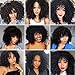 Synthetic Curly Wigs for Black Women Kinky Curly Afrian Full Wigs Black Color 14 Inch With Bangs,Free Caps