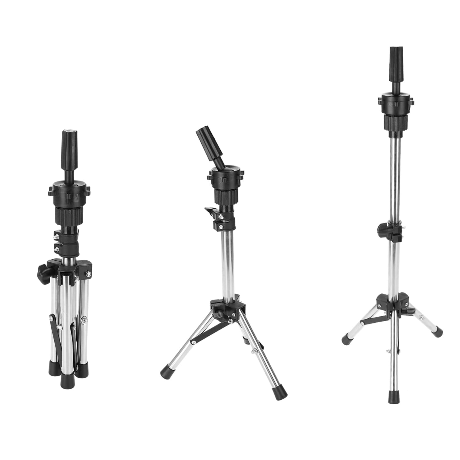 Wig Stand Tripod,White Mannequin Head Holder Height Adjustable Beauty Tripod Training Head Stand Holder Wig Display for Hairdressers Salons Cosmetologists 11.8in-23in
