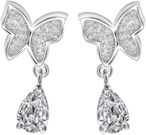 Amazon Co Jp 絶妙な蝶の形の点耳薬目を引く女性ロングダングラー女の子耳スタッドトレンディな耳のペンダント光沢のある女性のジュエリー シルバー ホーム キッチン