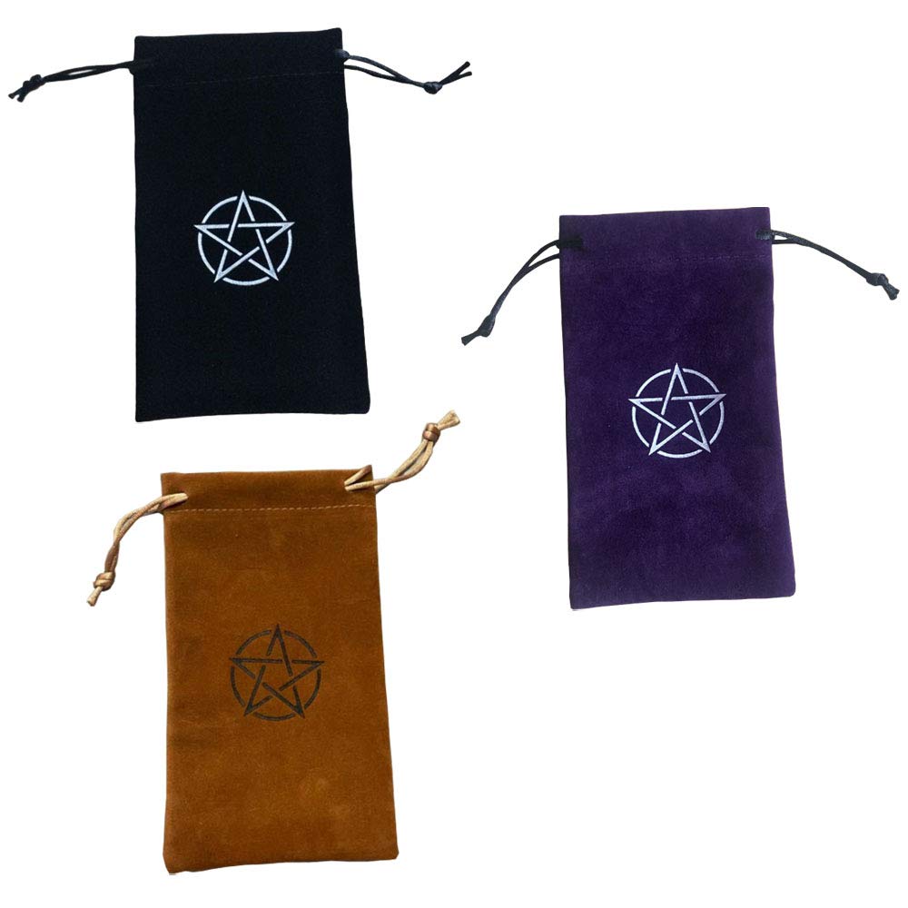 PENKOHOME 3 Pcs Tarot Storage Bag Velvet Drawstring Bags Pentagram Mini Lightweight Pouches for Coin Tarot Purses Storage