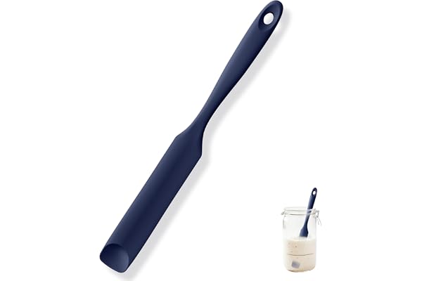 U-Taste 25cm Silicone Jar Spatula Scraper, Sturdy Skinny Stirring Stick for Sourdough Starter, Food-Grade Jam Spreader with F