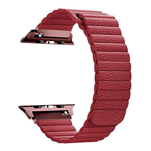 RUOQINI Compatible with Apple Watch Band 44mm 40mm [Series 4] 42mm 38mm [Series 3/2/1],Strong Magnetic Closure Leather Loop Replacement Starp Compatible for iWatch