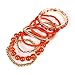 RIAH FASHION Multi Color Stretch Beaded Stackable Bracelets - Layering Bead Strand Statement Bangles (Original - Coral Orange, 7)