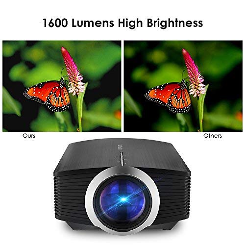 Techhunter LCD Mini Projector Portable Movie Projector Home Theater Cinema Entertainment Games Party Video Projector With HDMI Cable Support Multimedia HDMI Cable, Black, Upgraded