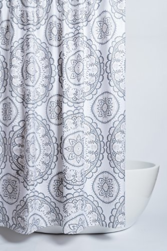Caro Home s Avalon Grey Medallion Shower Curtain
