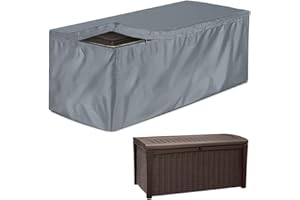 Patio Deck Box Cover Skyour Heavy Duty 420D Oxford Waterproof Bench Outdoor Storage Deck Boxes Covers Garden Furniture Table Ottoman Dust Cover (Gray, S: 48x24x22in)