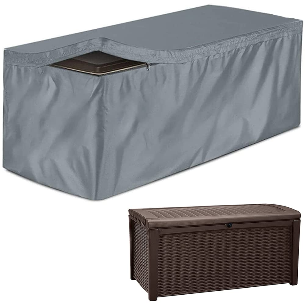 Skyour Patio Deck Box Cover Heavy Duty 420D Oxford 100% Waterproof Bench Outdoor Storage Deck Boxes Covers Garden Furniture Table Ottoman Dust Cover (M: 51x23x28in, Gray) — image 1