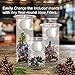 Set of 3 Glass Hurricane Candle Holders Filled with Holiday Flowers, Decorative Sphere Ball Candle Holders, Christmas Floral Home Decor Centerpiece, Flowers Are Removable - White Candles Included