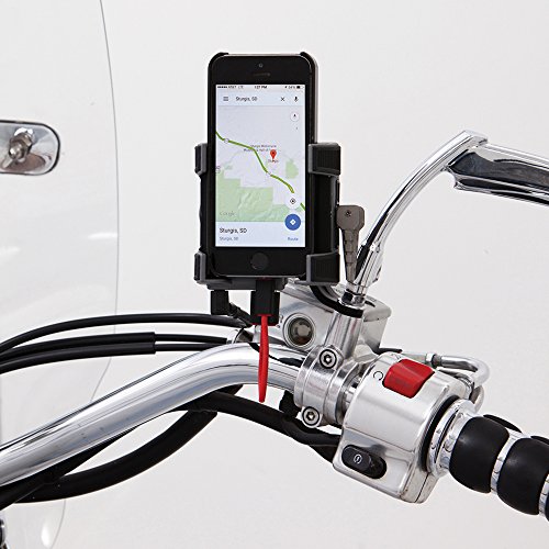 Ciro 50220 Smartphone/GPS Holder (Black Mirror Mount With Charger For All Models (Excluding Flht/Flhx Models))