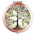 Imiao Round Compact Makeup Mirror Rose Gold Mirror Portable Hand Mirror Mini Pocket Mirror with 2 x 1x Magnification for Woman, Mother, Girls, Great Gift (Life Tree)