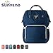 Wide Open Waterproof Baby Mommy Diaper Bag Backpack by Sunveno-Travel Bag, Nappy Tote Bag w/Insulated Pockets (Navy))