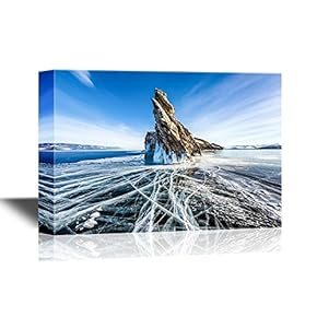Canvas Wall Art - Winter Landscape with Lake - Gallery Wrap Modern Home Art | Ready to Hang - 12x18 inches