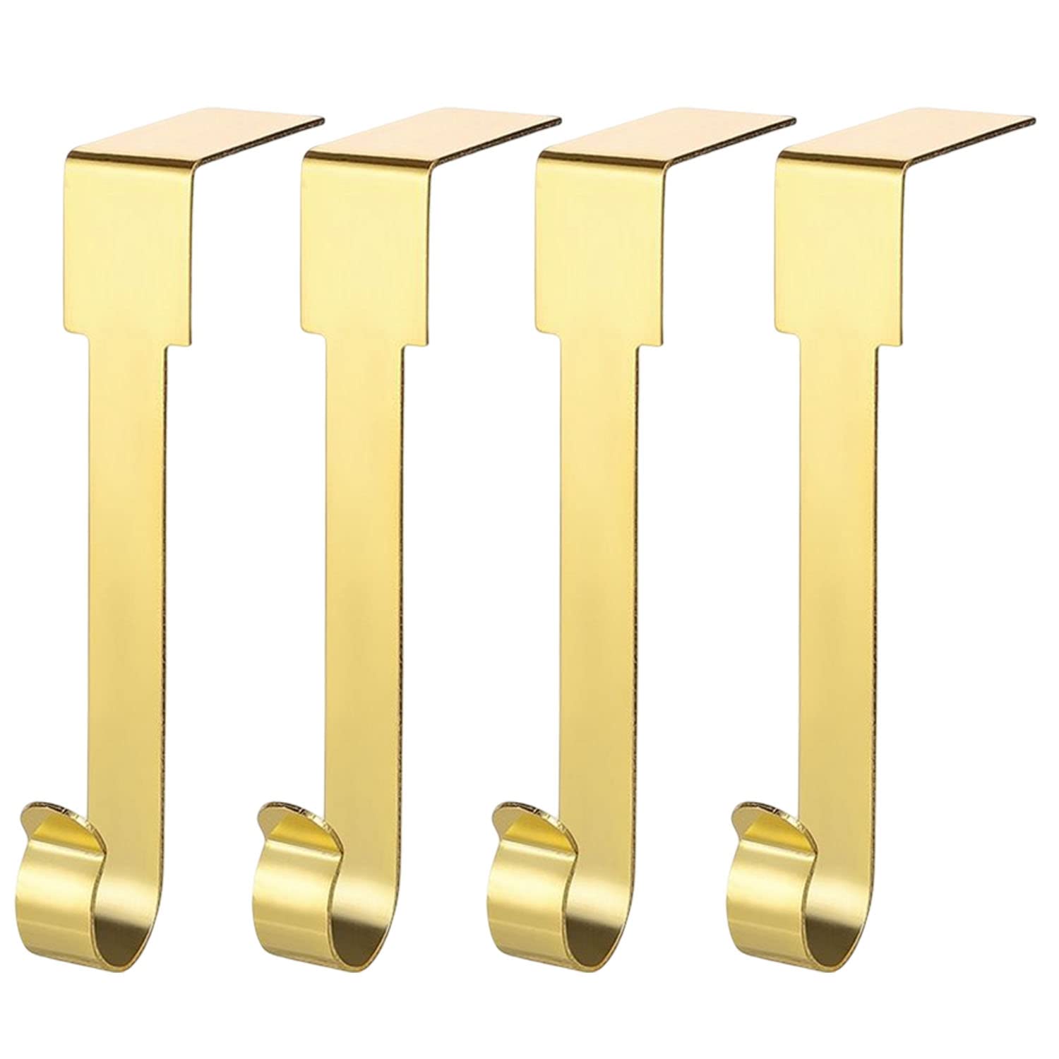 Guojanfon 4 Pack Christmas Stockings Holder Hanger,Metal Hooks for Hanging Christmas Stockings,Stocking Holders for Mantle for Christmas Decorations (Gold)