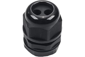 Fielect M25x1.5 Cable Gland 2 Holes Waterproof IP68 Nylon Joint Adjustable Locknut for 4-8mm Dia Wire 1Pcs