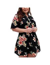 Vestido de manga corta para mujer con estampado floral y cuello en V
