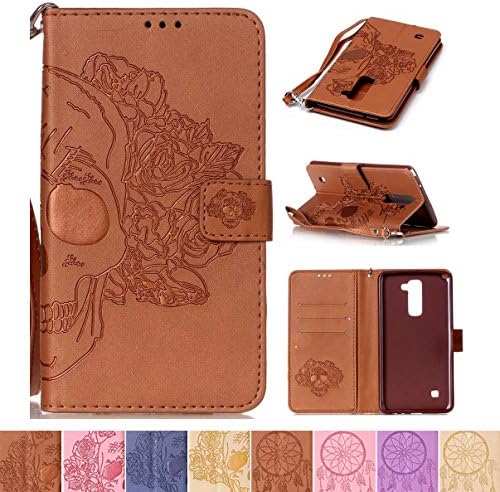 LG Stylus 2 Case, LG G Stylo 2 (LS775) Case, Firefish [Kickstand] [Card/Cash Slots] Wallet Folio Cover [Magnetic Closure] Case with Wrist Strap for LG Stylus 2 / G Stylo 2 (LS775)- Skull-Z