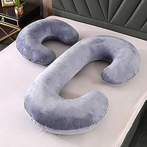 MANDZIXIN Pregnancy Pillow, Maternity Body Pillow with Velvet Separate Support Pillow and Removable Cover,Side Sleeping…