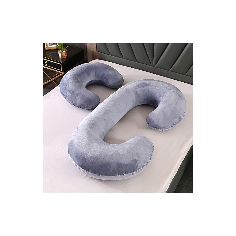 MANDZIXIN Pregnancy Pillow, Maternity Body Pillow with Velvet Separate Support Pillow and Removable Cover,Side Sleeping…
