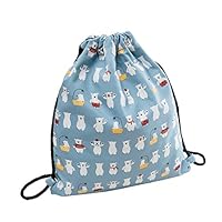 Cute Polar Bear Drawstring Backpack Small Hiking Bag Gym Backpack Lightweight Backpack Square Polyester Bag by VOLINER Blue