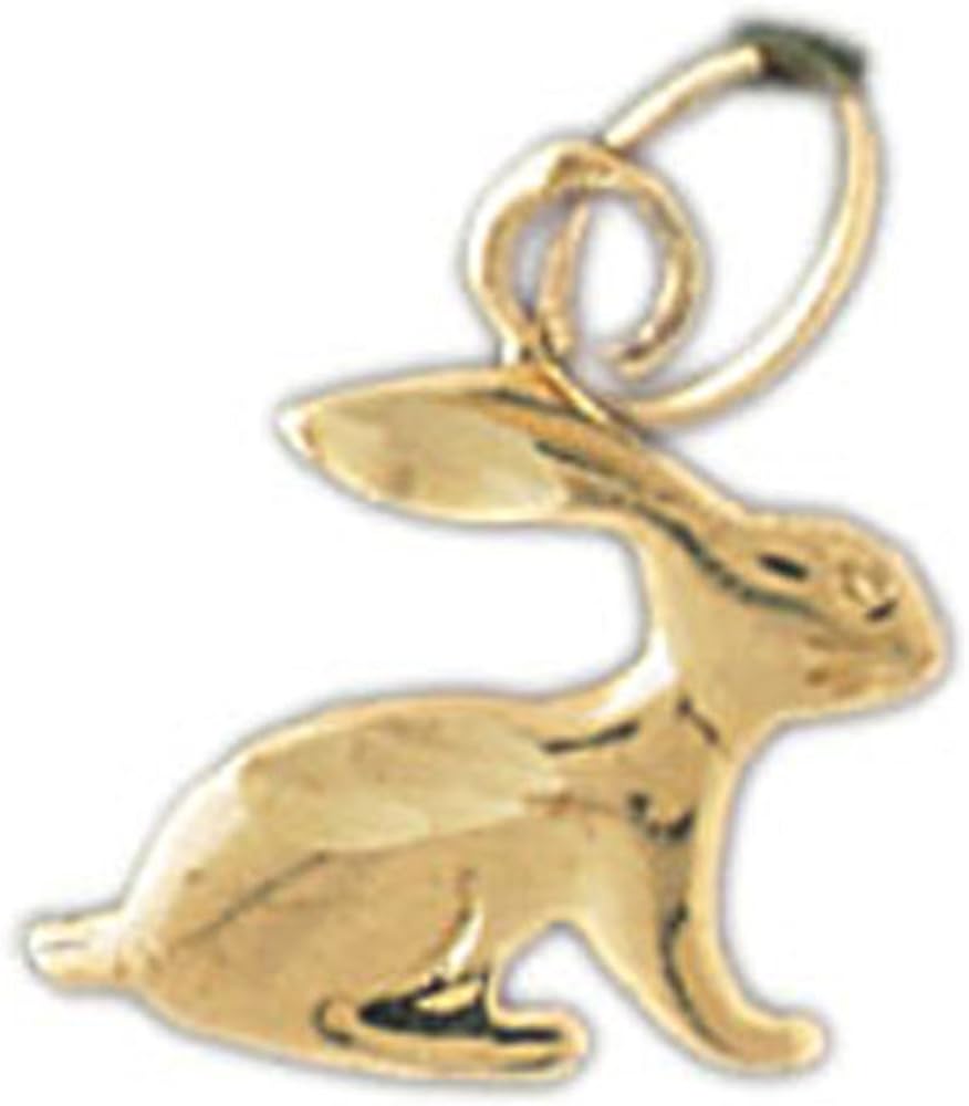 14K Yellow Gold Rabbit Pendant Necklace 18 mm Amazon.co.uk Jewellery