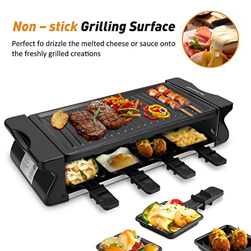 Techwood Electric Raclette Grill for 8 Person, Raclette Party Grill