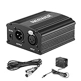 Neewer 1-Channel 48V Phantom Power Supply with Adapter, BONUS+XLR 3 Pin Microphone Cable for Any Condenser Microphone Music Recording Equipment (8 feet)