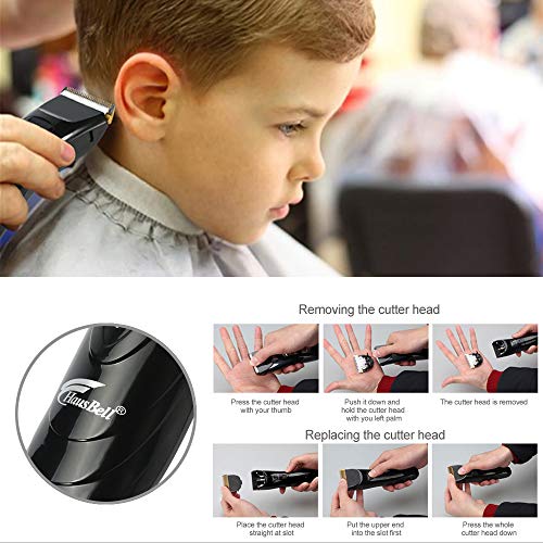 HAUSBELL Patented professional-grade Cordless Rechargeable Hair Clipper & Trimmer， Easy black Coded Guide Combs - for Men, Women & Children - Model D905909，Waterproof &passed UL certification