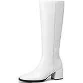 Women's Knee High Boots - Office & Date Night Leather Boots | Weatherproof Round Toe Boots, Block Heel Comfort Boots, Easy Side Zipper Boots for Fall Winter