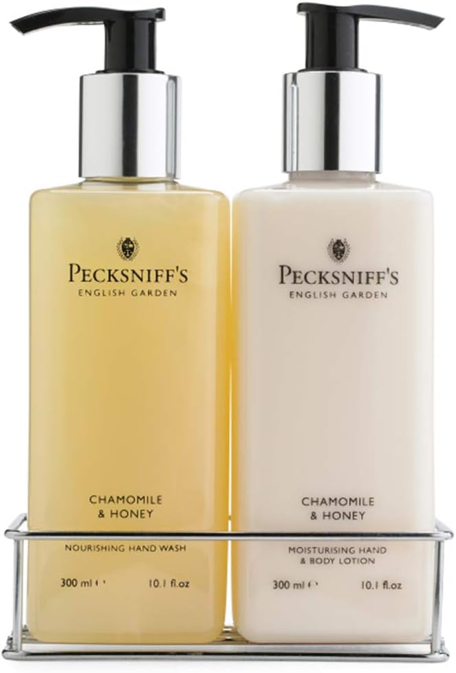 Pecksniff of England Chamomile and Honey Hand Wash and Body Lotion Caddy