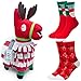 ALLYK Christmas Plush Package and Two Pairs of Socks, Special Holiday Plush Llama Squeeze Toy Doll, Troll Stash Animal Alpaca Santa Claus Reindeer, Stuffed Loot Supply Gift (Pack Christmas)