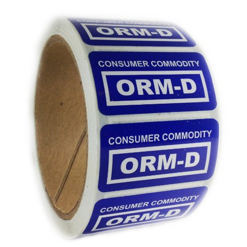 Blue "Consumer Commodity ORM-D" Label - 1" by 2" - 500 ct