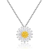 Just Follow Spring Daisy White Silver Color Flower Pendant Statements Necklace for Women
